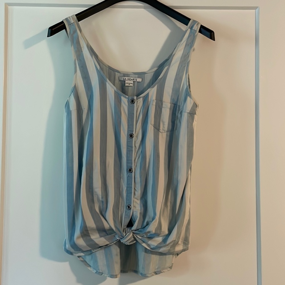 LA Hearts Chambray Striped Top